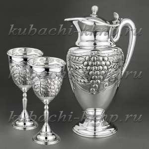 Серебряный набор - кувшин и бокалы 
