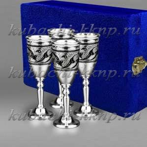 Набор из четырех высоких рюмок из серебра - р00050-4