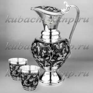 Серебряный  кувшин и два стакана - ндв054c