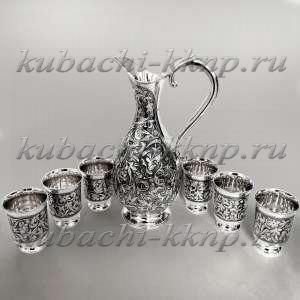 Серебряный набор для воды с шестью стаканами 