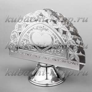 Серебряная салфетница без чернения 