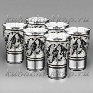 Набор из шести серебряных стаканов 