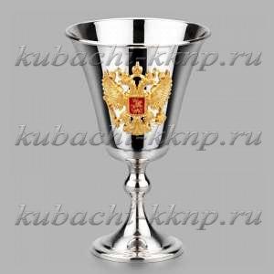 Бокал из чистого серебра с гербом России - Ф142