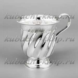 Серебряная кружка «Волна» глянцевая - кр085 Серебряная кружка «Волна» глянцевая - кр085