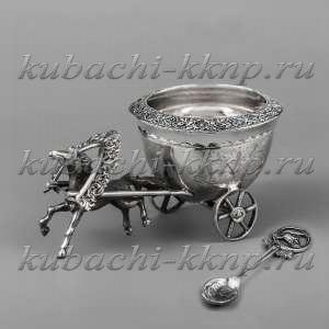 Серебряная солонка с ложкой  - С068 Серебряная солонка с ложкой  - С068