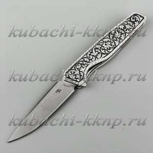 Выкидной подарочный нож из серебра  - кн26