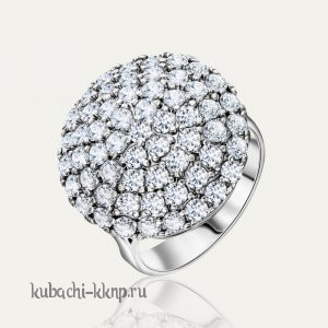 Кольцо кубачи с фианитами Большая Луна - к239