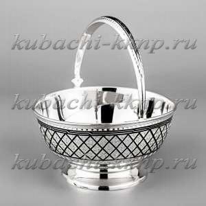серебряная конфетница - корзинка «Ромб» - кф137