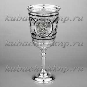 Серебряный фужер на высокой ножке 
