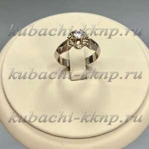 Серебряное повседневное кольцо Тюльпан с фианитом - Ag-к70