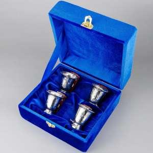 Набор серебряных стопок с кубачинским узором «На четверых», 40 мл - стп024-4 Набор серебряных стопок с кубачинским узором «На четверых», 40 мл - стп024-4