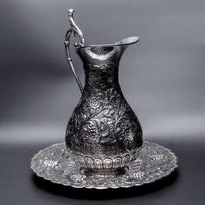 Кувшин с подносом из серебра 925 пробы - кв0048