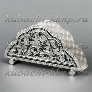 Серебряная салфетница с черненым орнаментом - сл018