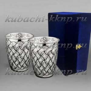 Набор серебряных стаканов с плетеным орнаментом - ст131-2