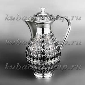 Кувшин из серебра с рисунками в этно стиле, 0,78 л - кв070