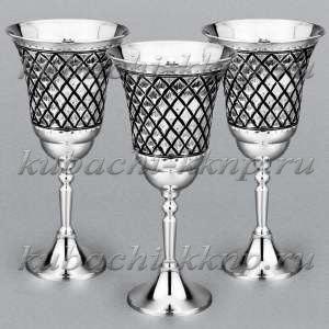 Набор из трех серебряных фужеров для вина 