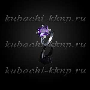 Серебряное кольцо Кубачи с фианитами под аметист - к809 Серебряное кольцо Кубачи с фианитами под аметист - к809