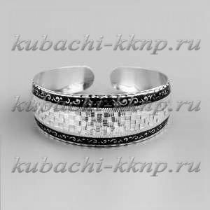 Серебряный женский браслет с гравированной полосой - БР118 Серебряный женский браслет с гравированной полосой - БР118