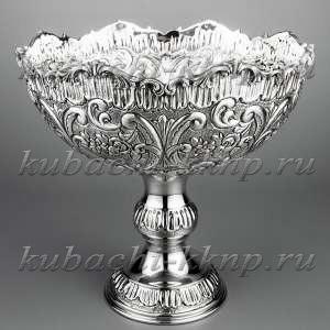 Серебряная ваза для фруктов с красивой каймой - вз03