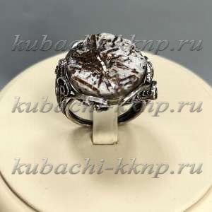 Крупное круглое кольцо с Астрофиллитом - к150