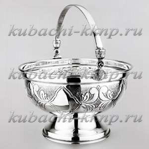 Серебряная конфетница «Узор» - кф030