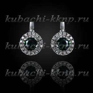 Серьги кубачи с фианитами 