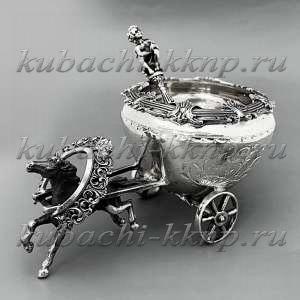 Серебряная солонка  с ложкой и лошадкой - с052 Серебряная солонка  с ложкой и лошадкой - с052