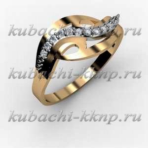 Золотое кольцо с фианитами  Золотое кольцо с фианитами
