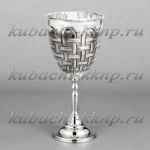 Серебряный фужер для вина на высокой ножке 