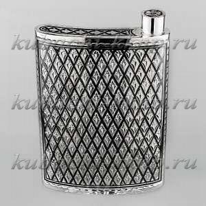 Фляга серебряная «Сетка» - фл071