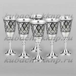 Набор статных серебряных рюмок  - р105-6