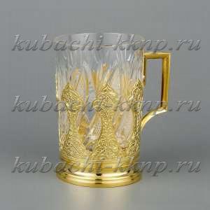 Подстаканник из серебра с позолотой «Башня золотая» - пд055