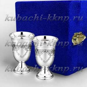 Серебряный набор из двух стопок на ножке - стп040-2 Серебряный набор из двух стопок на ножке - стп040-2