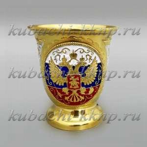 Стопка серебряная с эмалью позолотой и гербом - стп048