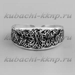 Серебряный браслет с мелким орнаментом Кубачи - БР68