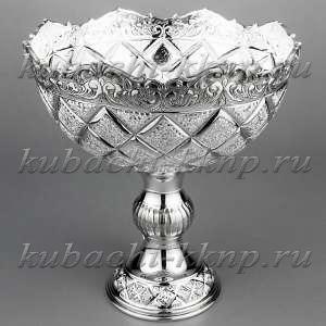 Большая серебряная ваза для фруктов 