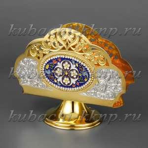 Салфетница из серебра с позолотой и эмалью - сл06