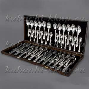 Десертный серебряный набор на двенадцать персон из серебра 925 пробы - sn021