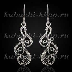Висячие серьги с филигранью  Висячие серьги с филигранью