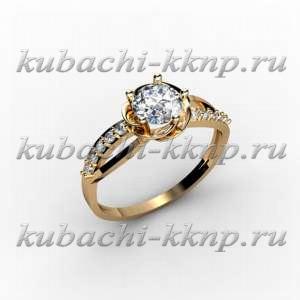 Нежное женское кольцо из золота с фианитами - 00040r Нежное женское кольцо из золота с фианитами - 00040r