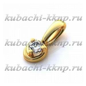 Кулон из золота с ярким фианитом - Yuv - 317
