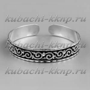 Серебряный браслет с чернением и гравировкой - БР250