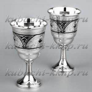 Набор серебряных рюмок  с ромбом - р091-2
