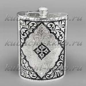 Серебряная фляжка с откидной крышкой 