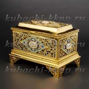Шкатулка из серебра с позолотой и эмалью «Финифть» - sh0002