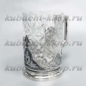 Серебряный подстаканник с открытыми боками - пд080