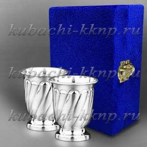 Набор из двух стильных серебряных стопок - стп044-2 Набор из двух стильных серебряных стопок - стп044-2