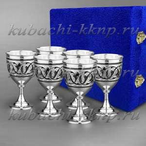Набор из шести небольших серебряных бокалов для вина - бк023-6