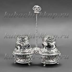 Серебряный набор для специй на красивой подставке - с003 Серебряный набор для специй на красивой подставке - с003