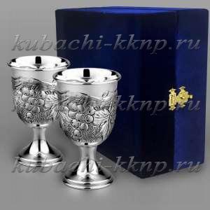 Набор из двух больших рюмок из серебра на ножке - р00031-2